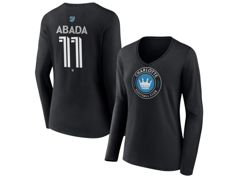 Women's Charlotte FC #11 Liel Abada Team Authentic Long Sleeve V-Neck T-Shirt - Black