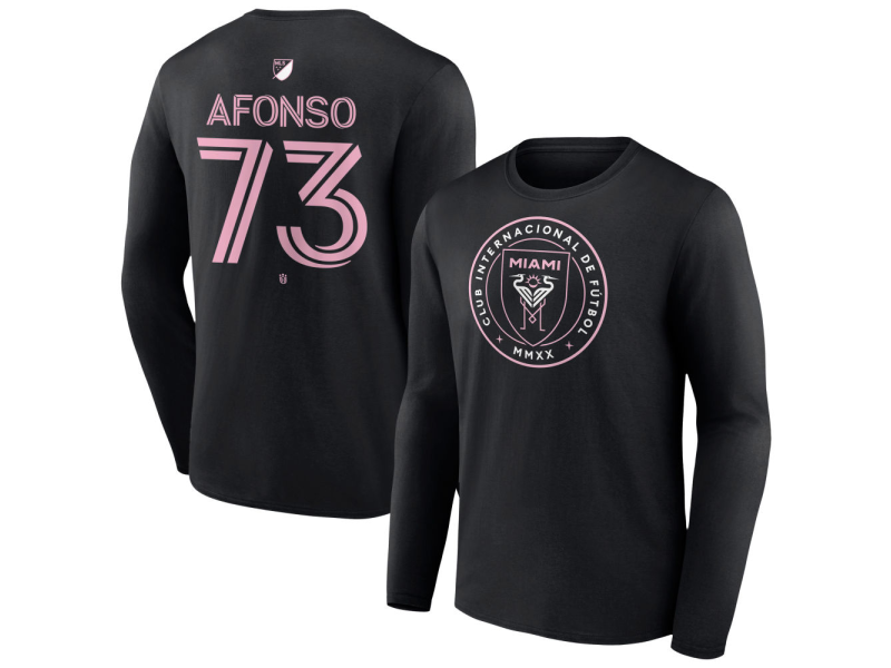 Men's Inter Miami CF Authentic Stack #73 Leonardo Afonso Long Sleeve T-Shirt - Black