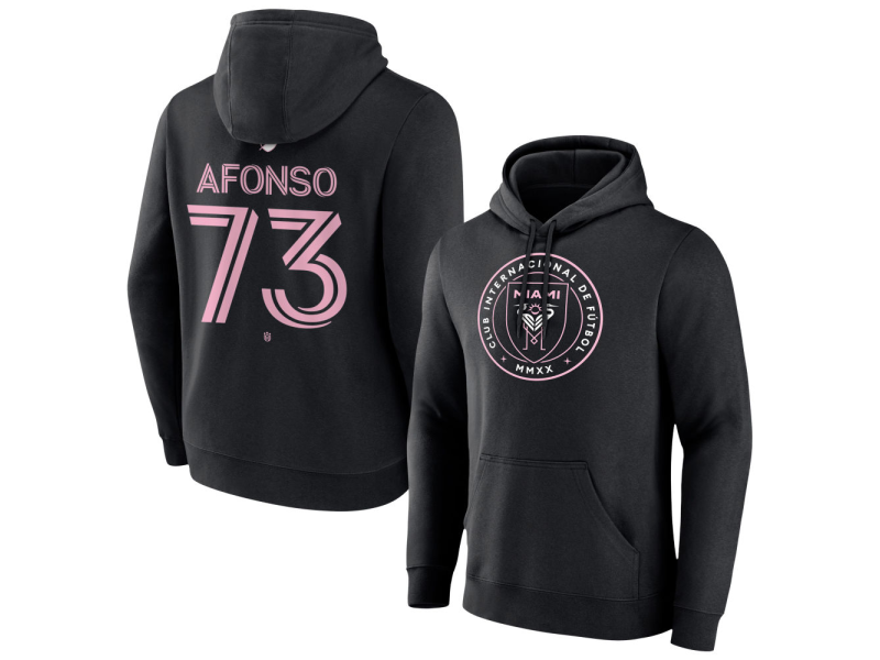 Youth Inter Miami CF Authentic Stack #73 Leonardo Afonso Pullover Hoodie - Black