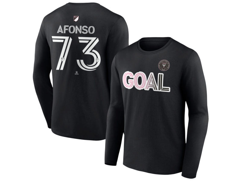 Men's Inter Miami CF Goal #73 Leonardo Afonso Long Sleeve T-Shirt - Black