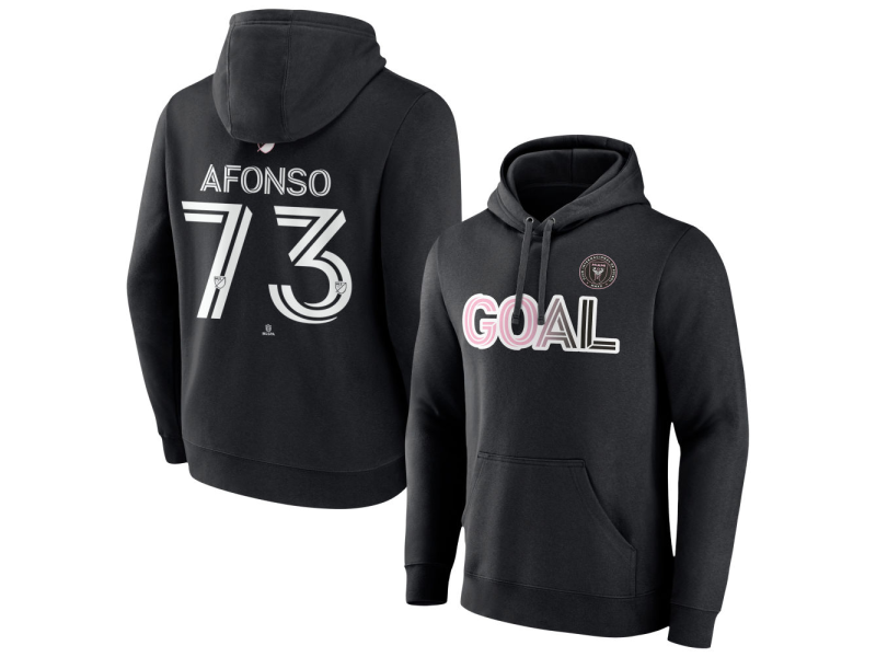 Men's Inter Miami CF Goal #73 Leonardo Afonso Pullover Hoodie - Black