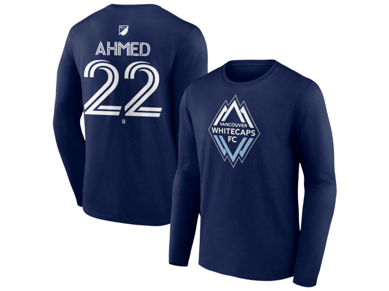Men's Vancouver Whitecaps FC #22 Ali Ahmed Team Authentic Long Sleeve T-Shirt - Navy