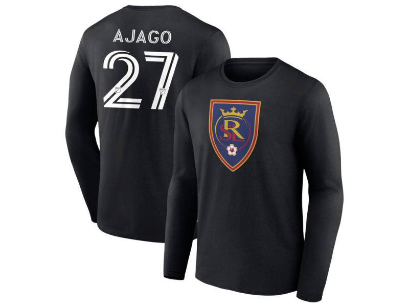 Men's Real Salt Lake #27 Forster Ajago Long Sleeve T-Shirt - Black