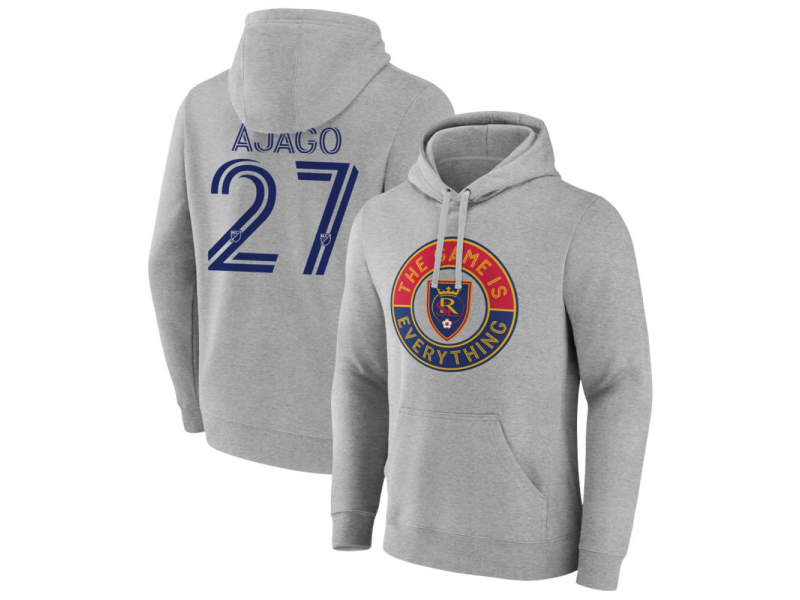 Men's Real Salt Lake The Game Is Everything #27 Forster Ajago Pullover Hoodie - Gray