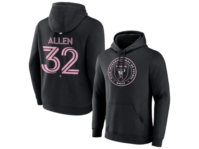 Youth Inter Miami CF Authentic Stack #32 Noah Allen Pullover Hoodie - Black