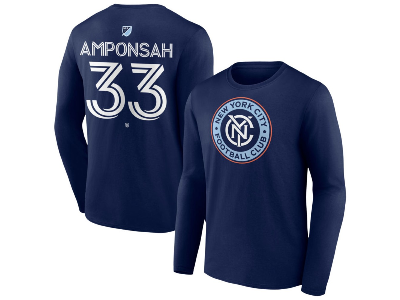Men's New York City FC #33 Prince Amponsah Team Authentic Long Sleeve T-Shirt - Navy