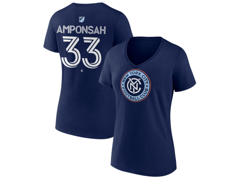 Women's New York City FC #33 Prince Amponsah Team Authentic V-Neck T-Shirt - Navy