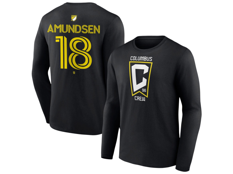 Youth Columbus Crew #18 Malte Amundsen Team Authentic Long Sleeve T-Shirt - Black