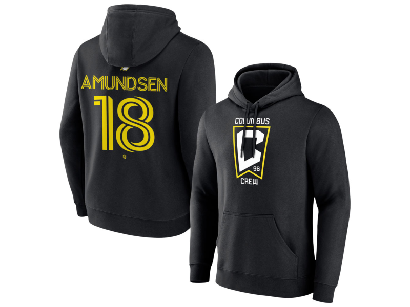 Men's Columbus Crew #18 Malte Amundsen Team Authentic Pullover Hoodie - Black