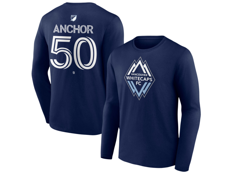 Men's Vancouver Whitecaps FC #50 Max Anchor Team Authentic Long Sleeve T-Shirt - Navy