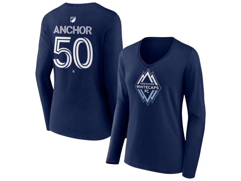 Women's Vancouver Whitecaps FC #50 Max Anchor Team Authentic Long Sleeve V-Neck T-Shirt - Navy