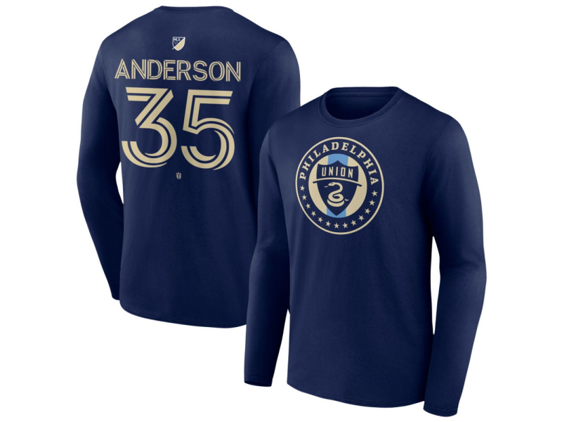 Men's Philadelphia Union #35 Marcus Anderson Team Authentic Long Sleeve T-Shirt - Navy