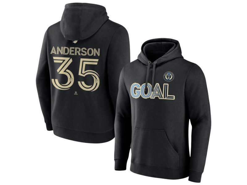 Men's Philadelphia Union Goal #35 Marcus Anderson Pullover Hoodie - Black