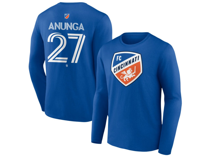 Men's FC Cincinnati #27 Brian Anunga Team Authentic Long Sleeve T-Shirt - Royal