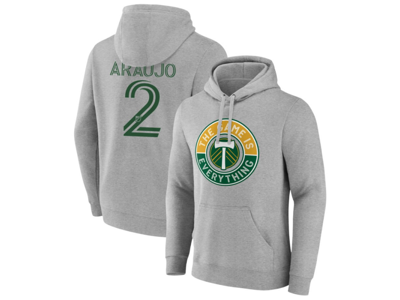Men's Portland Timbers The Game Is Everything #2 Miguel Araujo Pullover Hoodie - Gray