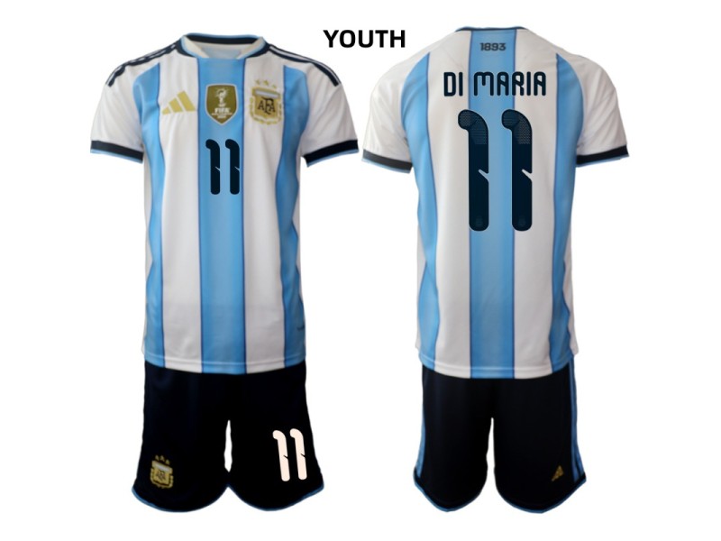 Youth DI MARIA Argentina 2026 World Cup Home Fan Jersey - Blue/White