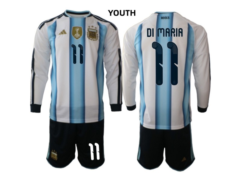 Youth DI MARIA Argentina 2026 World Cup Home Fan Jersey - Blue/White