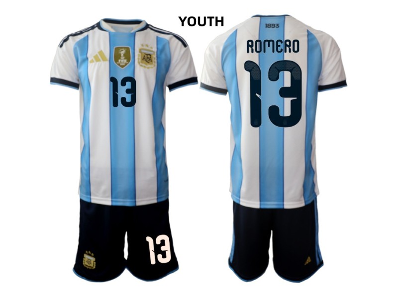 Youth ROMERO Argentina 2026 World Cup Home Fan Jersey - Blue/White