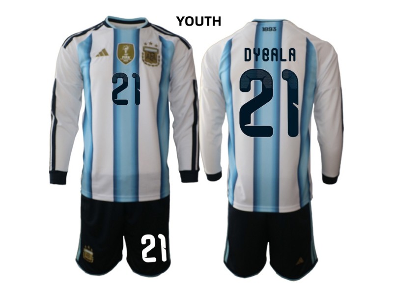 Youth DYBALA Argentina 2026 World Cup Home Fan Jersey - Blue/White