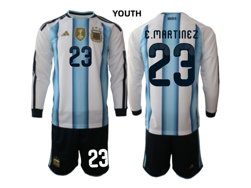 Youth E.MARTINEZ Argentina 2026 World Cup Home Fan Jersey - Blue/White
