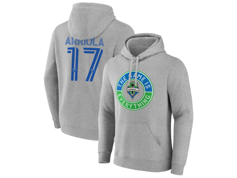 Men's Seattle Sounders FC The Game Is Everything #17 Paul Arriola Pullover Hoodie - Gray