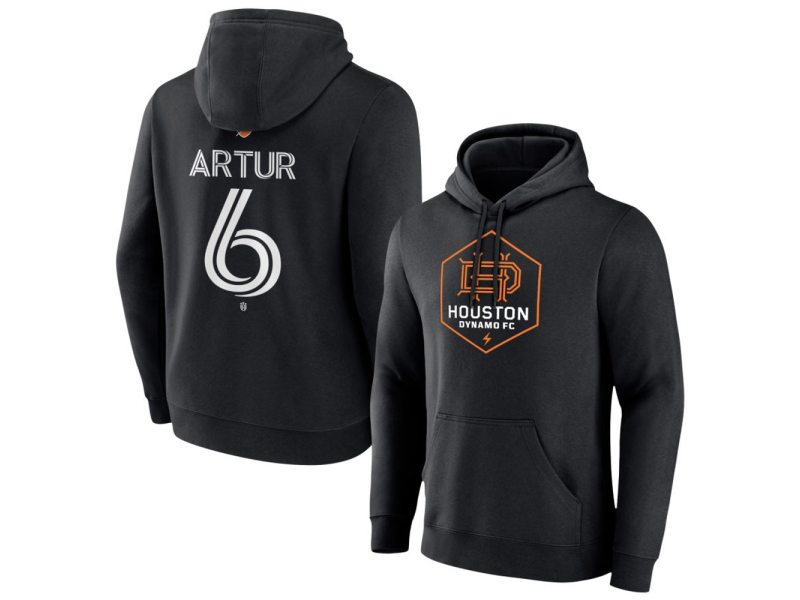 Men's Houston Dynamo FC Authentic Stack #6 Artur De Lima Pullover Hoodie - Black