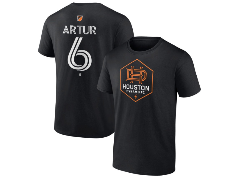 Men's Houston Dynamo FC Authentic Stack #6 Artur De Lima T-Shirt - Black