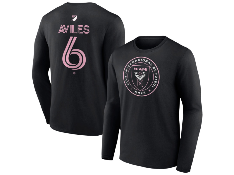 Men's Inter Miami CF Authentic Stack #6 Tomas Aviles Long Sleeve T-Shirt - Black