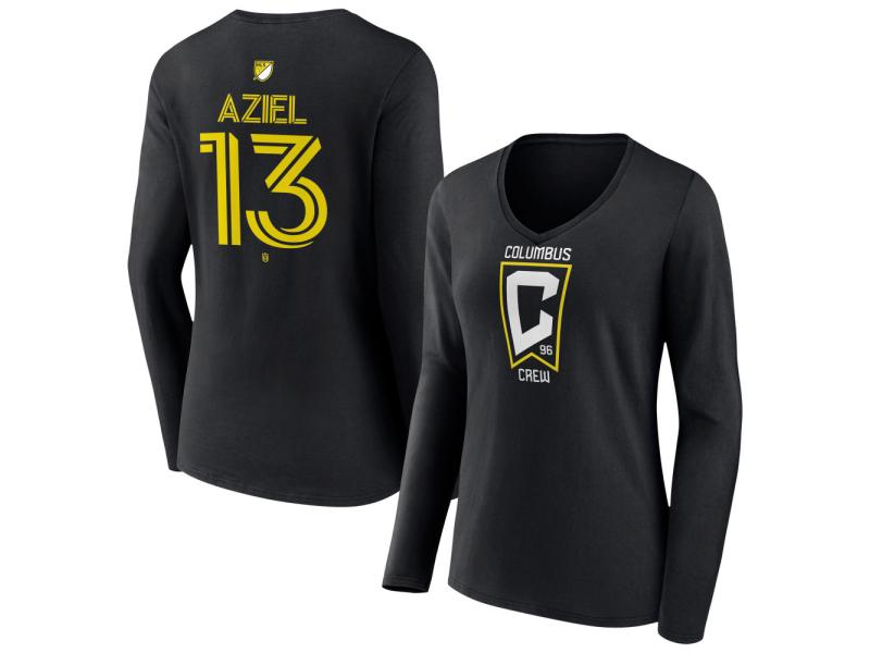 Women's Columbus Crew #13 Aziel Jackson Team Authentic Long Sleeve V-Neck T-Shirt - Black