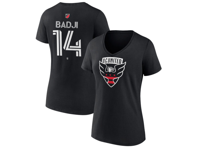 Women's D.C. United #14 Dominique Badji Team Authentic V-Neck T-Shirt - Black