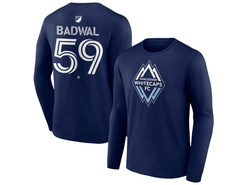 Youth Vancouver Whitecaps FC #59 Javon Badwal Team Authentic Long Sleeve T-Shirt - Navy