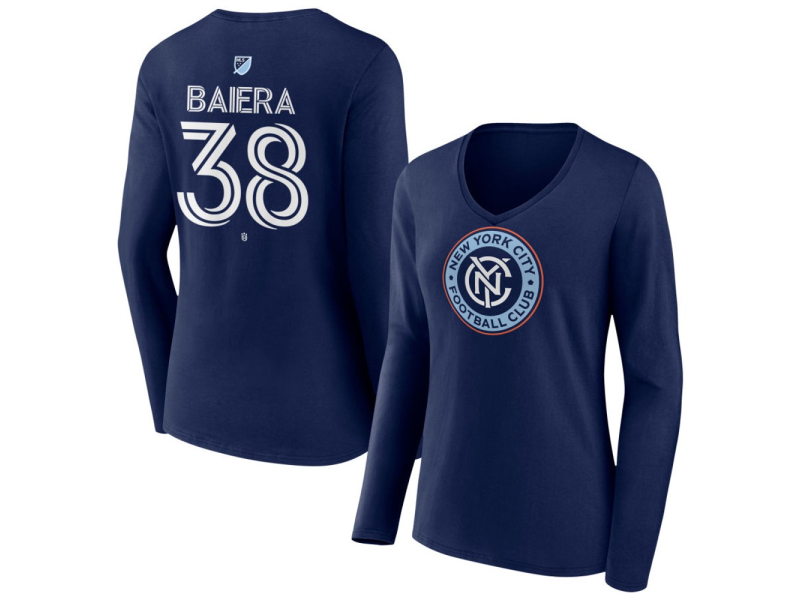 Women's New York City FC #38 Drew Baiera Team Authentic Long Sleeve V-Neck T-Shirt - Navy