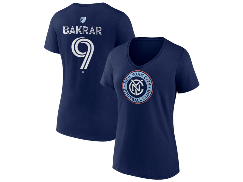 Women's New York City FC #9 Monsef Bakrar Team Authentic V-Neck T-Shirt - Navy