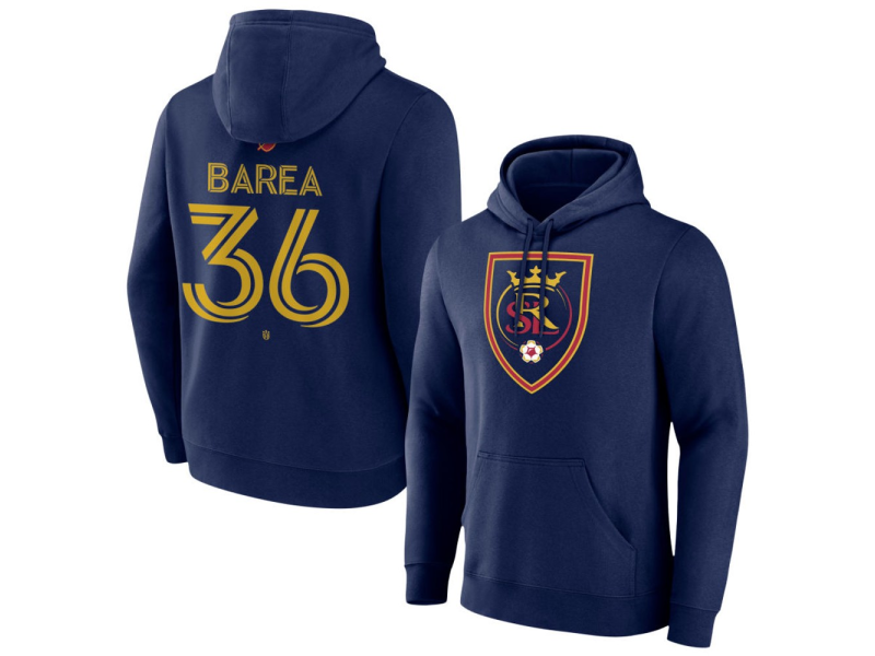 Youth Real Salt Lake #36 Jesus Barea Team Authentic Pullover Hoodie - Navy