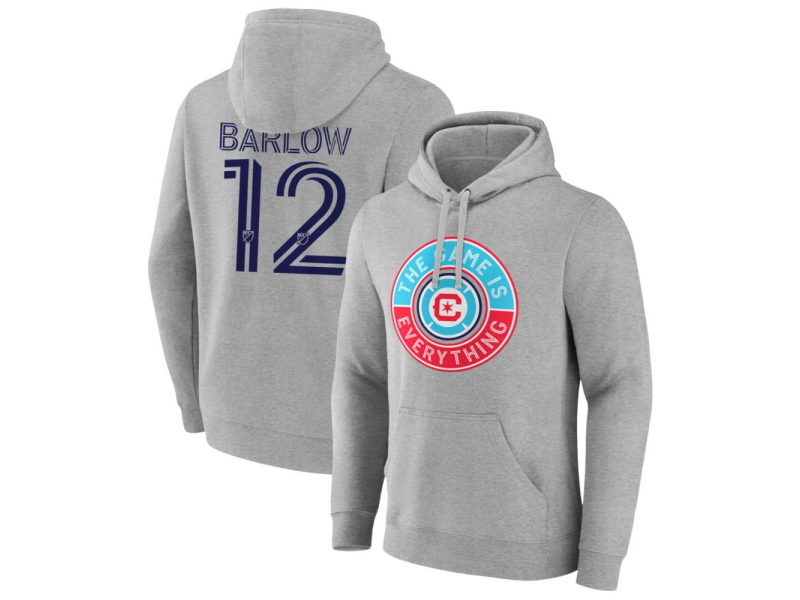Men's Chicago Fire The Game Is Everything #12 Tom Barlow Pullover Hoodie - Gray