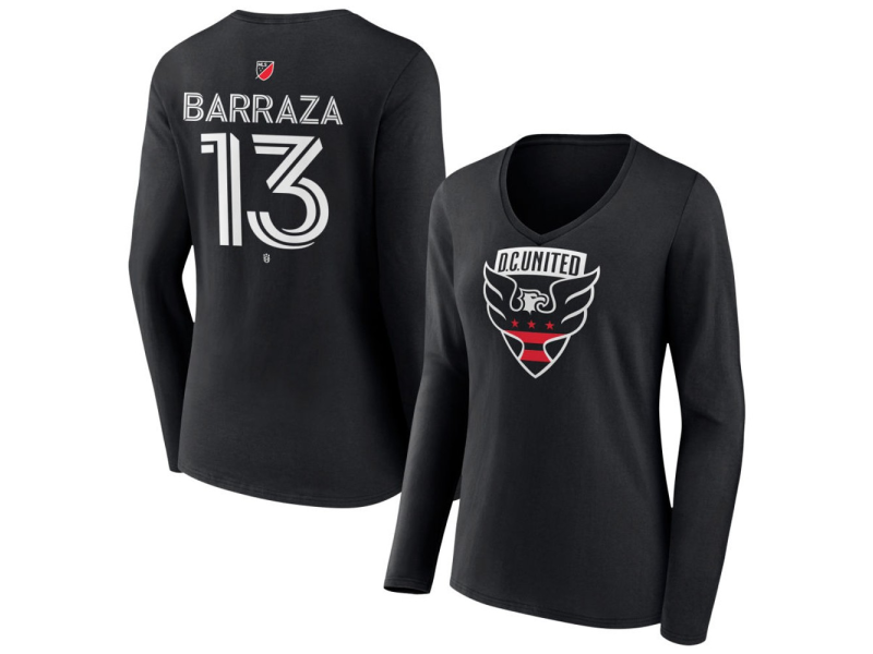 Women's D.C. United #13 Luis Barraza Team Authentic Long Sleeve V-Neck T-Shirt - Black