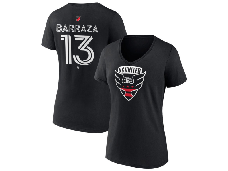 Women's D.C. United #13 Luis Barraza Team Authentic V-Neck T-Shirt - Black