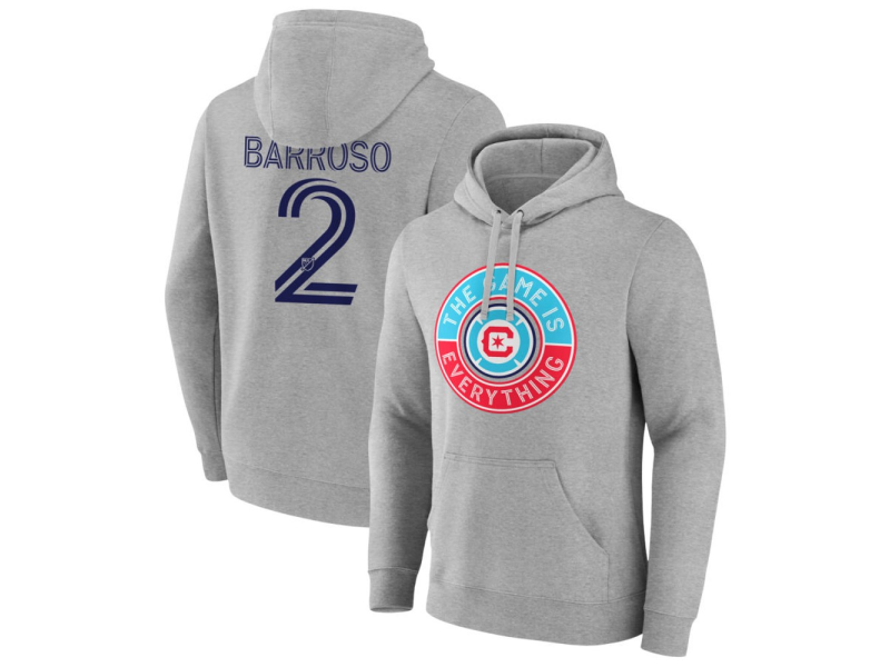 Men's Chicago Fire The Game Is Everything #2 Leonardo Barroso Pullover Hoodie - Gray