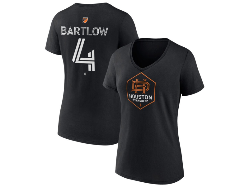 Women's Houston Dynamo FC Authentic Stack #4 Ethan Bartlow V-Neck T-Shirt - Black