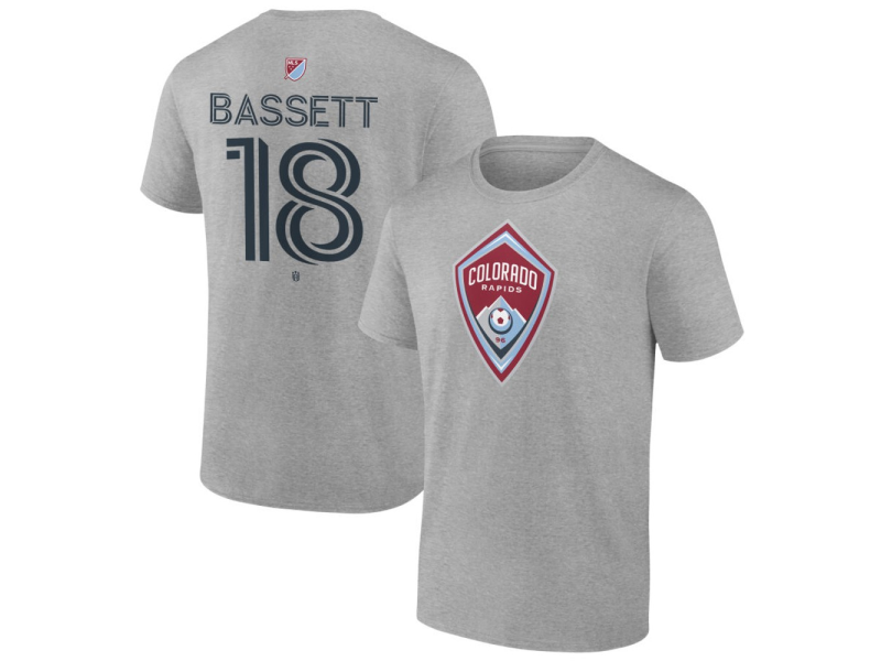 Youth Colorado Rapids #18 Sam Bassett Team Authentic T-Shirt - Gray