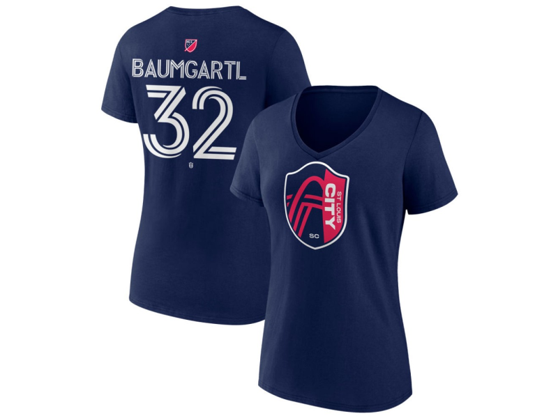 Women's St. Louis City SC #32 Timo Baumgartl Team Authentic V-Neck T-Shirt - Navy