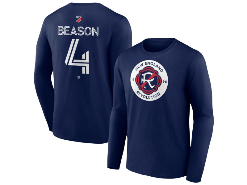 Youth New England Revolution #4 Tanner Beason Team Authentic Long Sleeve T-Shirt - Navy