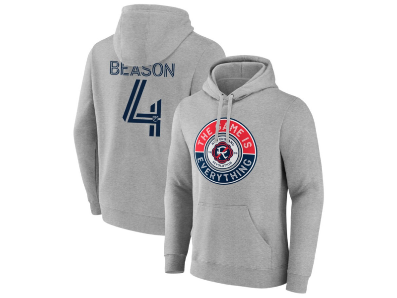 Men's New England Revolution The Game Is Everything #4 Tanner Beason Pullover Hoodie - Gray