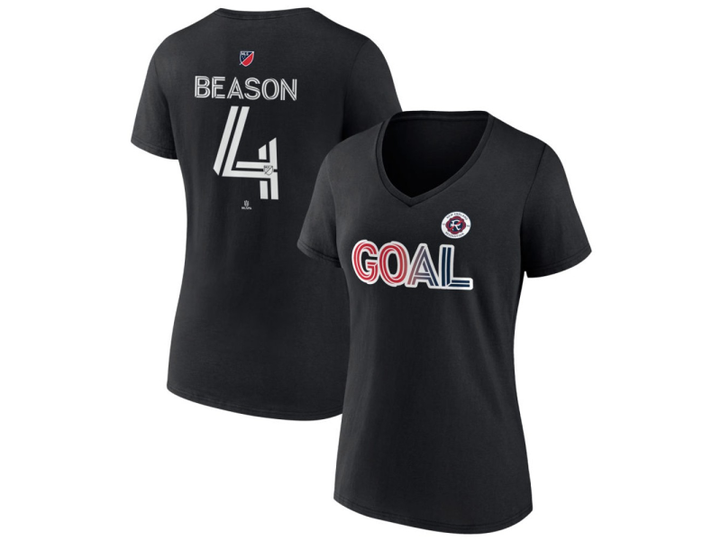 Women's New England Revolution Goal #4 Tanner Beason V-Neck T-Shirt - Black