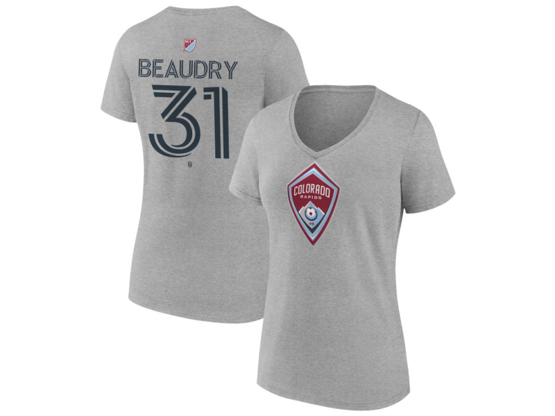 Women's Colorado Rapids #31 Adam Beaudry Team Authentic V-Neck T-Shirt - Gray