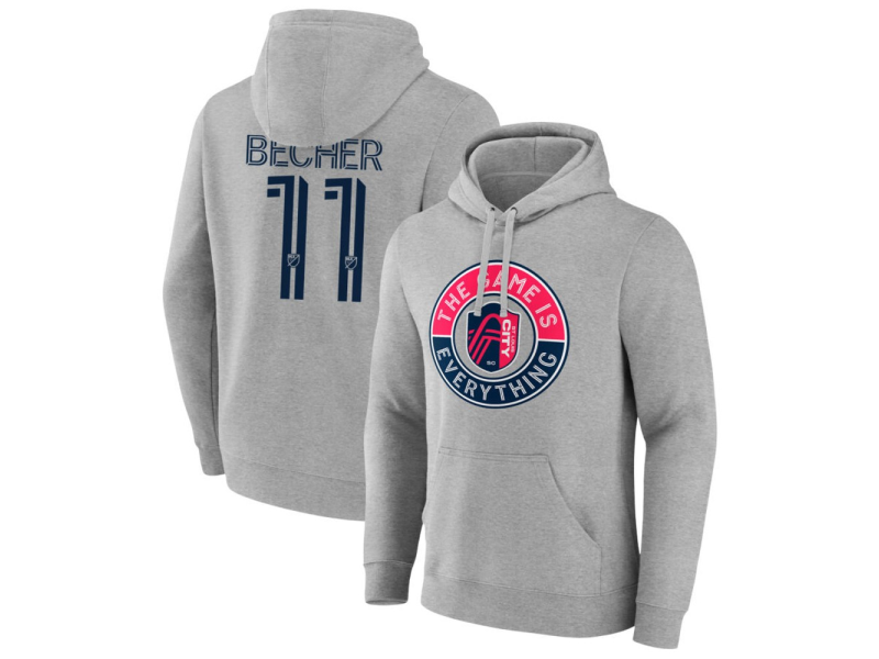 Men's St. Louis City SC The Game Is Everything #11 Simon Becher Pullover Hoodie - Gray