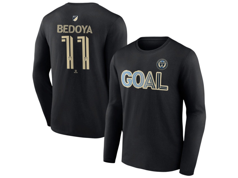 Men's Philadelphia Union Goal #11 Alejandro Bedoya Long Sleeve T-Shirt - Black