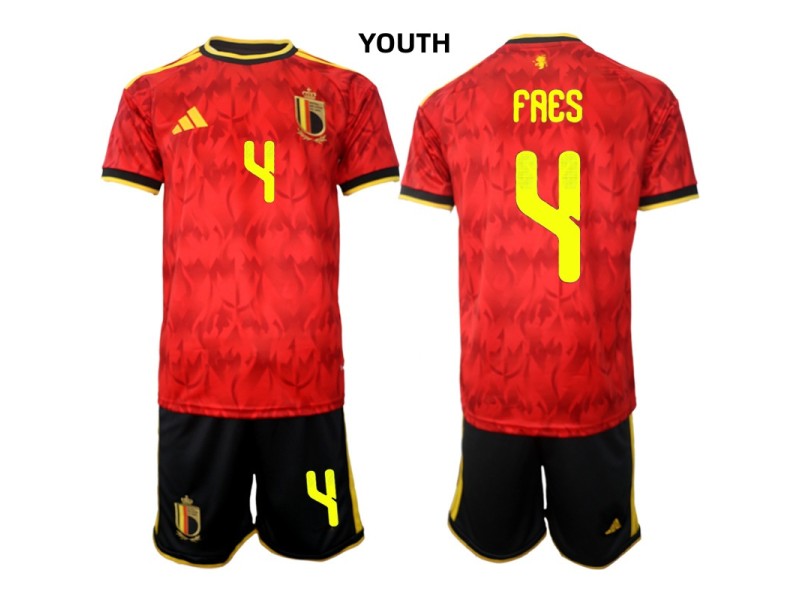 Youth FAES Belgium 2026 World Cup Home Fan Jersey - Red