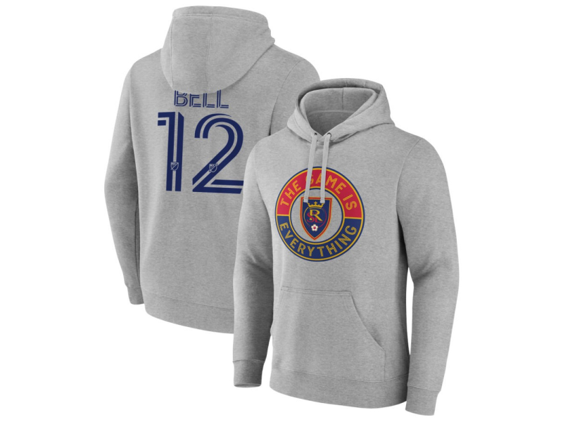 Men's Real Salt Lake The Game Is Everything #12 Matthew Bell Pullover Hoodie - Gray