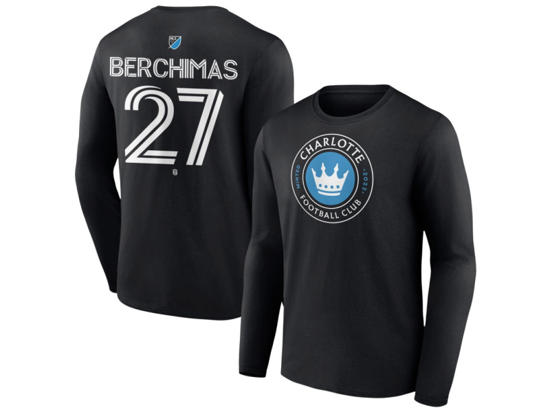 Men's Charlotte FC #27 Nimfasha Berchimas Team Authentic Long Sleeve T-Shirt - Black